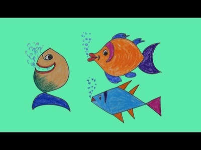 Easy drawings for kids || Fish drawing and colour | 3 drawing ideas for kids || Artway Creations