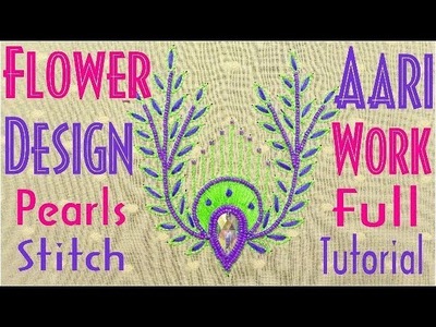 Flower Design Pearls and Thread Stitch || Aari Work || hand Embroidery