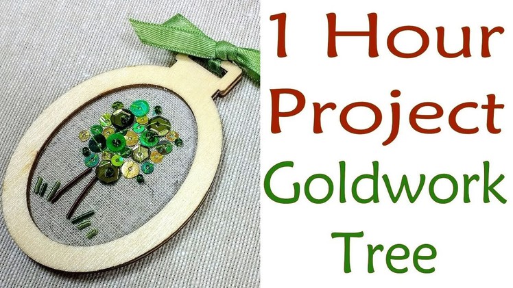 Hand Embroidery - 1 hour project: goldwork tree