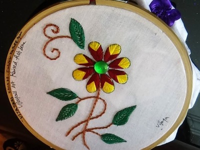 Hand Embroidery  - Beautiful raised fishbone stitch for saree border design