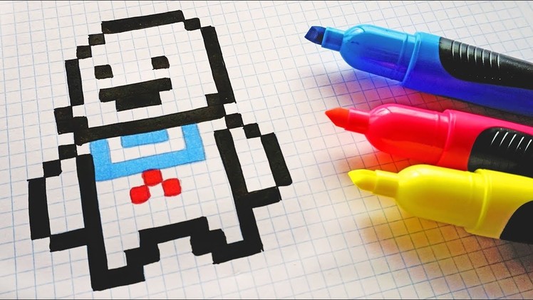 Handmade Pixel Art - How To Draw Kawaii Mashmallow from Ghostbusters #pixelart #Halloween