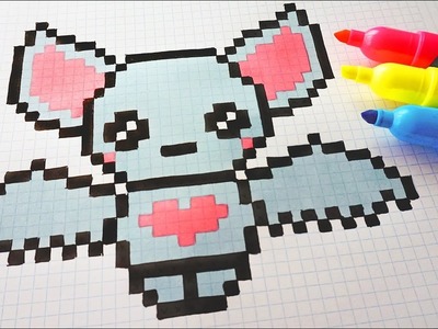 Handmade Pixel Art - How To Draw a Cute Bat #pixelart #Halloween