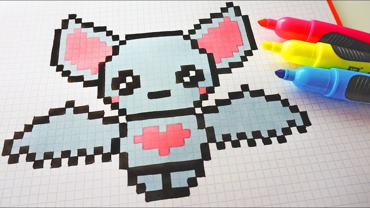 Handmade Pixel Art - How To Draw a Cute Bat #pixelart #Halloween