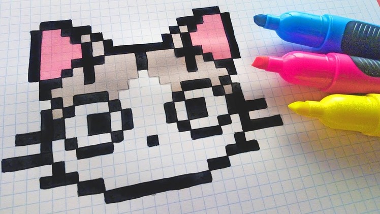 Handmade Pixel Art - How To Draw Kawaii Cat #pixelart