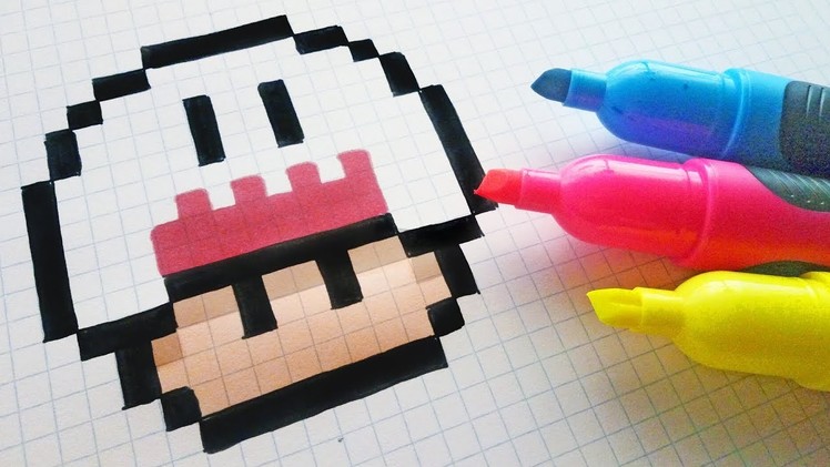 Handmade Pixel Art - How To Draw Kawaii Ghost Mushroom #pixelart #Halloween
