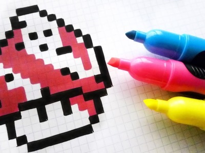 Handmade Pixel Art - How To Draw a Ghostbusters Mushroom #pixelart #Halloween