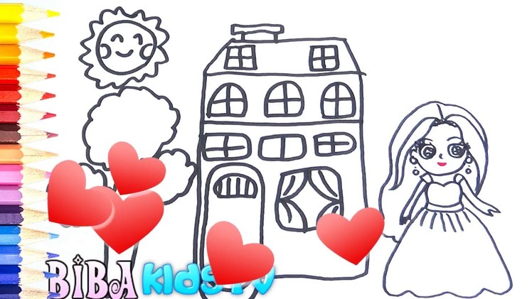 How To Draw a Barbie House Easy.Coloring Pages For Kids