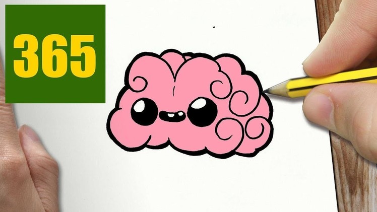 HOW TO DRAW A BRAIN CUTE, Easy step by step drawing lessons for kids