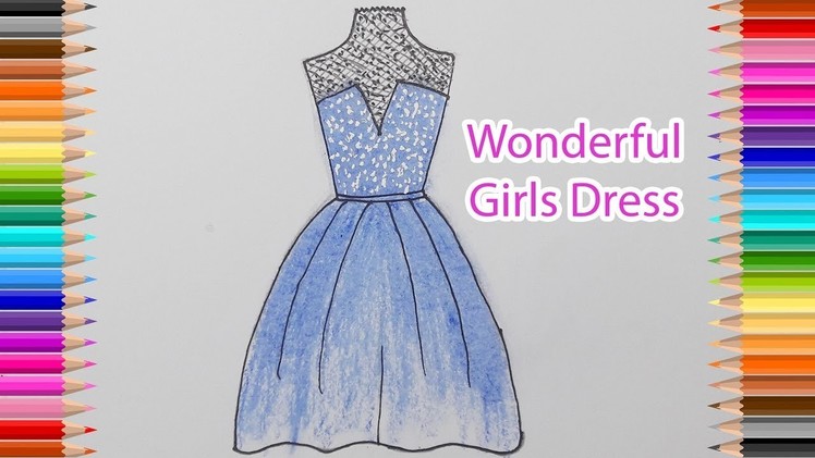 How to Draw a Dress Easy Step by Step | How to Draw a Wonderful Girls Dress