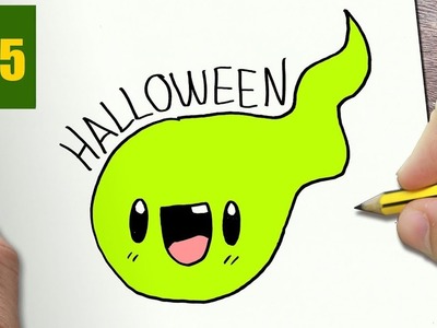 HOW TO DRAW A HALLOWEEN GHOST CUTE, Easy step by step drawing lessons for kids