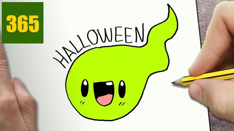 HOW TO DRAW A HALLOWEEN GHOST CUTE, Easy step by step drawing lessons for kids