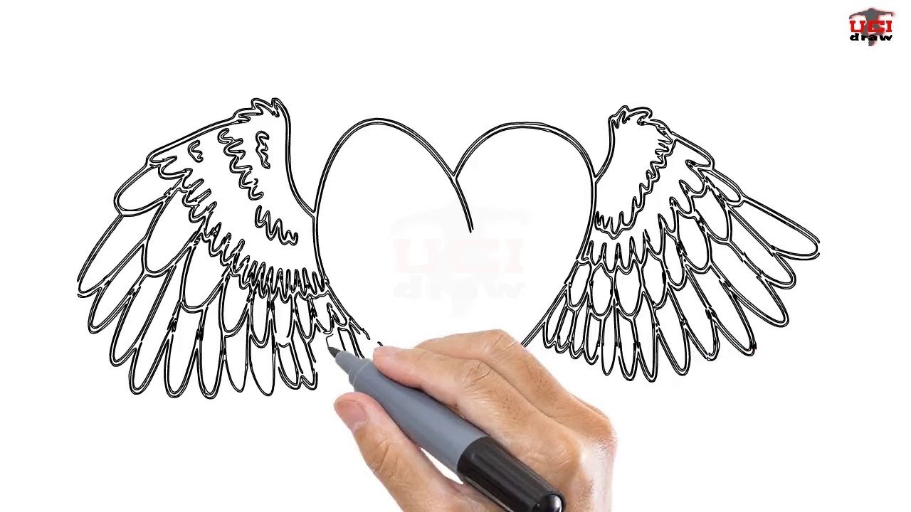 How to Draw a Heart with Wings Easy Step By Step Drawing Tutorials for