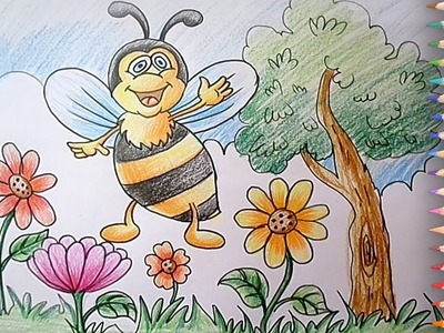 How to Draw a Honey Bee Easy Step by Step Learn Drawing for Children Drawing Tutorial for Beginners