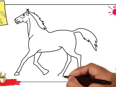 How to draw a horse 4 EASY & SLOWLY step by step for kids and beginners