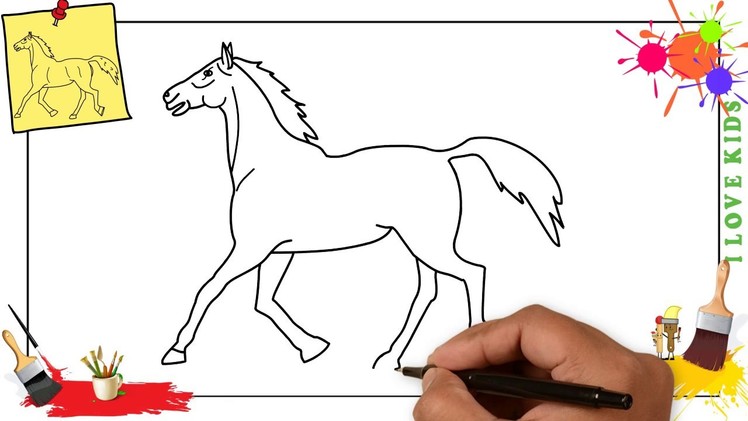 How to draw a horse 4 EASY & SLOWLY step by step for kids and beginners