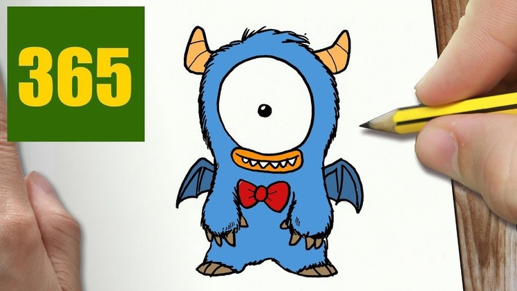 HOW TO DRAW A MONSTER HALLOWEEN CUTE, Easy step by step drawing lessons for kids