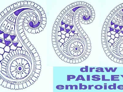 How to draw a paisley patterns for hand embroidery designs. embroidery tutorials