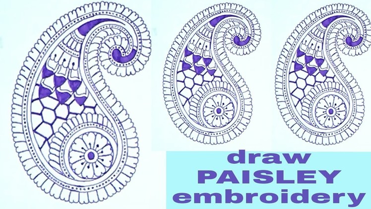 How to draw a paisley patterns for hand embroidery designs. embroidery tutorials