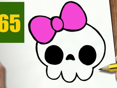 HOW TO DRAW A SKULL CUTE, Easy step by step drawing lessons for kids