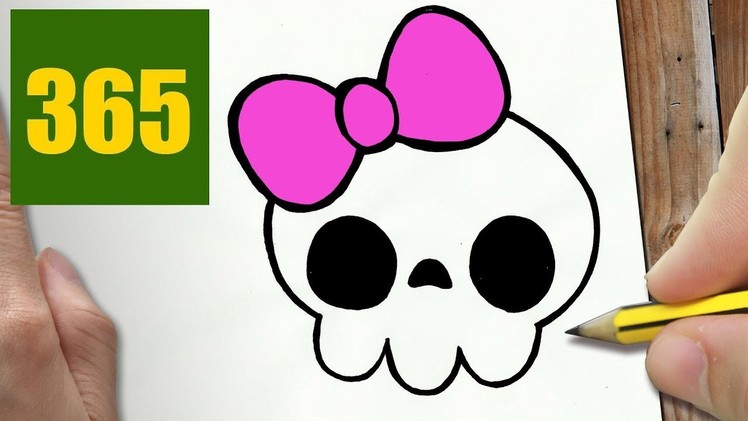 HOW TO DRAW A SKULL CUTE, Easy step by step drawing lessons for kids