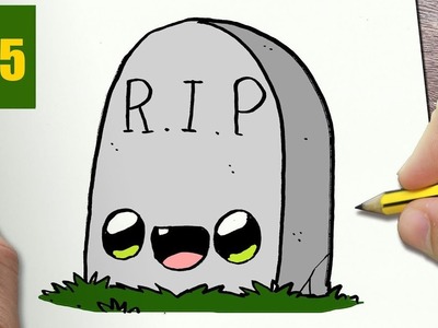 HOW TO DRAW A TOMB HALLOWEEN CUTE, Easy step by step drawing lessons for kids