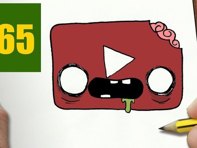 HOW TO DRAW A YOUTUBE ZOMBIE CUTE, Easy step by step drawing lessons for kids