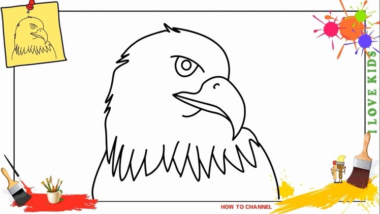 How to draw an eagle (face) EASY & SLOWLY step by step for kids, beginners