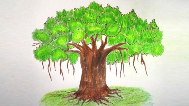 How to Draw Banyan Tree Step By step ||Very easy||