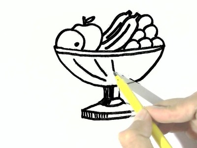 How to draw fruit bowl in  easy steps for children, kids, beginners