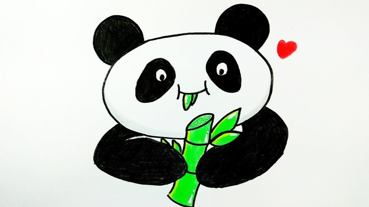 HOW TO DRAW PANDA | Cute Panda Eating Bamboo | Easy Drawing Tutorial For Beginner | Step by Step Tut