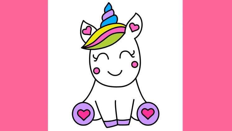 How to draw Super Cute and Easy Unicorn for kids step by step