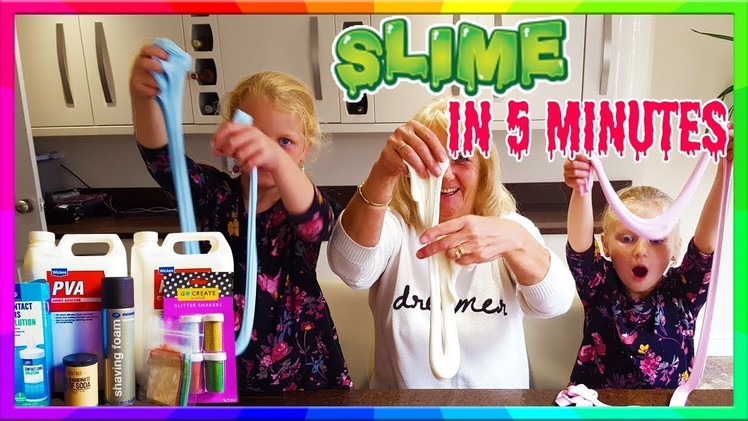How to make SLIME with glue in 5 minutes UK GROSS Slime Recipe and Challenge | Hannah and Jessica
