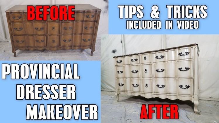 Painted Furniture Provincial Dresser Makeover - DIY - Glazing With Wood Stain