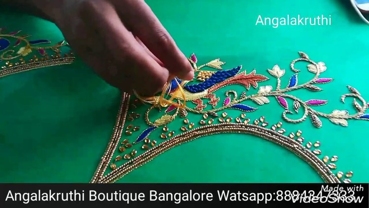 Parrot hand Embroidery Blouse designs