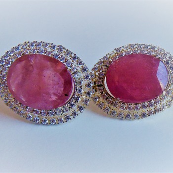 Ruby and Zircon Earrings/Birthday gift for her/Valentines day gift for her