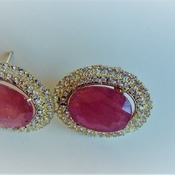 Ruby and Zircon Earrings/Birthday gift for her/Valentines day gift for her