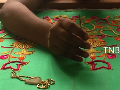 Simple maggam work blouse designs | aari work blouse designs tutorial | hand embroidery stitches
