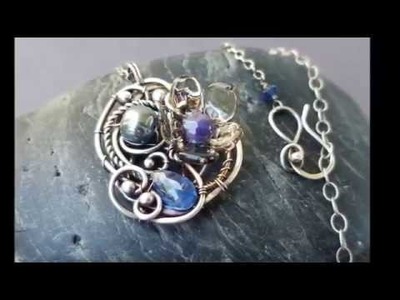 Smokey Treasures - Wire Wrapped Necklace Pearl and Kyanite
