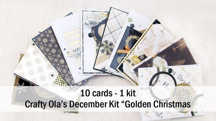 10 cards 1 kit| Crafty Ola's Card kit of the Month November'17 ''Golden Christmas''