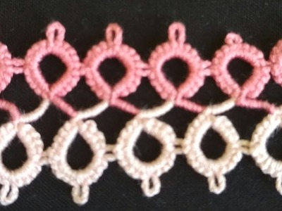133-Shuttle tatting #Lesson - 33,two coloured lace with  two  shuttles(Hindi.Urdu)