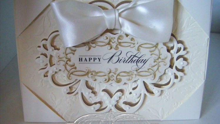 269.Cardmaking Project: Anna Griffin Ornate Ivory Happy Birthday Card