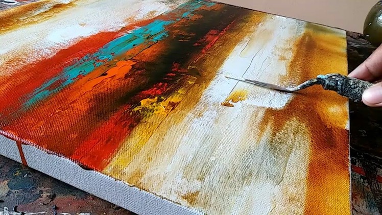 Abstract Painting. Easy.How to paint acrylic abstract painting.Just using palette knife. Demo