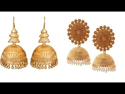 Antique Gold Jhumuka Earring Designs || south indian jhumka design