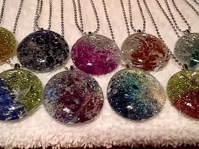 Crackle glass glitter candy bling pendants