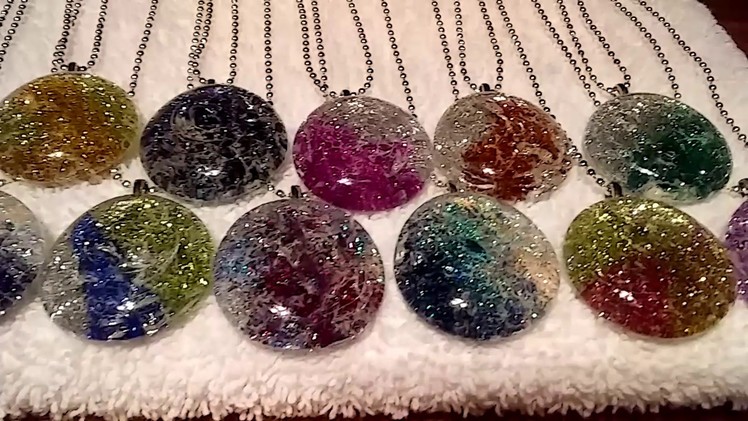 Crackle glass glitter candy bling pendants