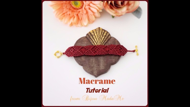 DIY macrame jewelry tutorial. How to make sweet red macrame bracelet.