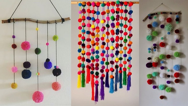 DIY Wall Hanging Crafts Ideas | DIY with Woolen Pom Pom Wall Hanging For Room Decor