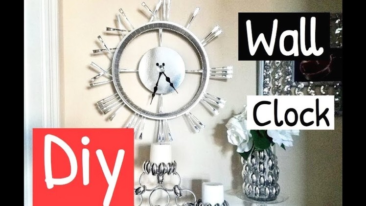 Diy Wall Mirror Clock Home.Room Decor Using Spoons from The Dollar Store.