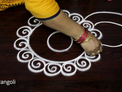 Easy rangoli designs with out dots for nava rathri || simple kolam designs for pooja - muggulu