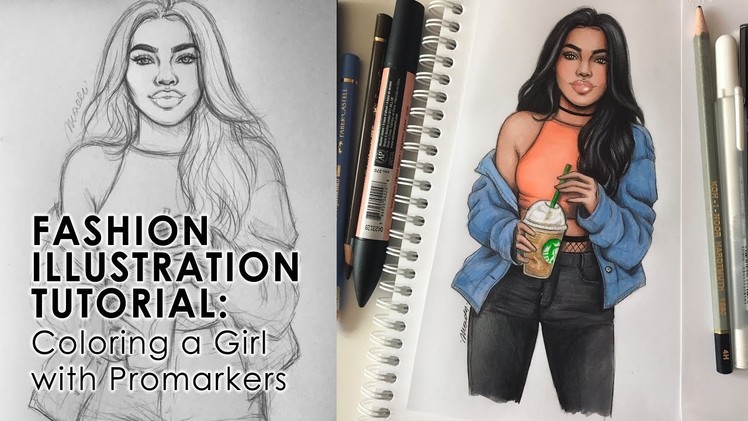 FASHION ILLUSTRATION TUTORIAL: Coloring a Girl with Promarkers